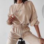 Komplet welurowy Timor Ola Voga beżowy