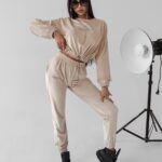 Komplet welurowy Timor Ola Voga beżowy