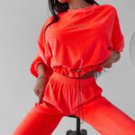 Komplet welurowy Timor Ola Voga koralowy