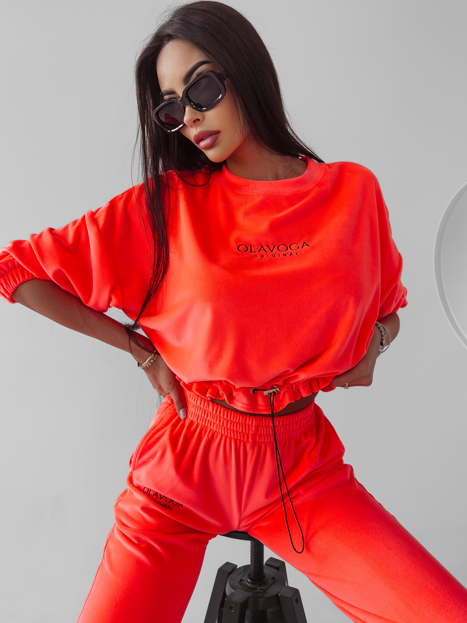 Komplet welurowy Timor Ola Voga koralowy Komplet welurowy Timor Ola Voga koralowy