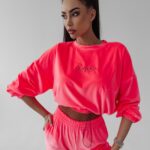 Komplet welurowy Timor Ola Voga neonowy róż