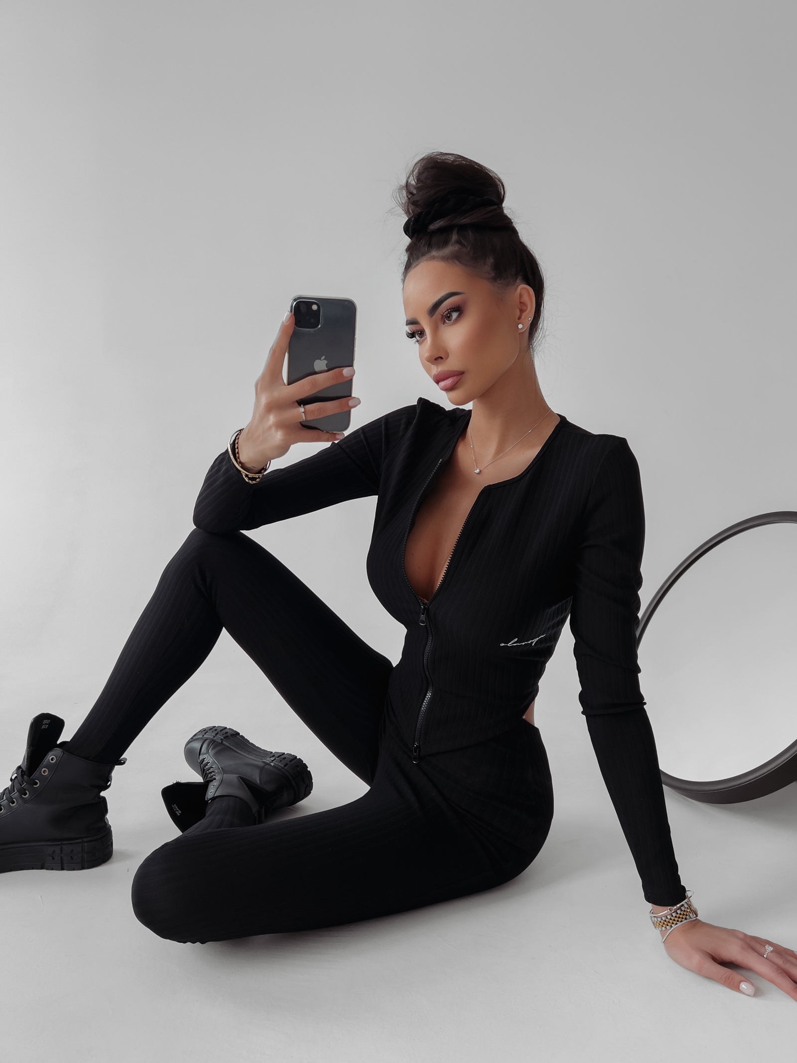 Komplet prążkowany Carole Ola Voga czarny