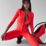 Komplet prążkowany Carole Ola Voga neonowy róż