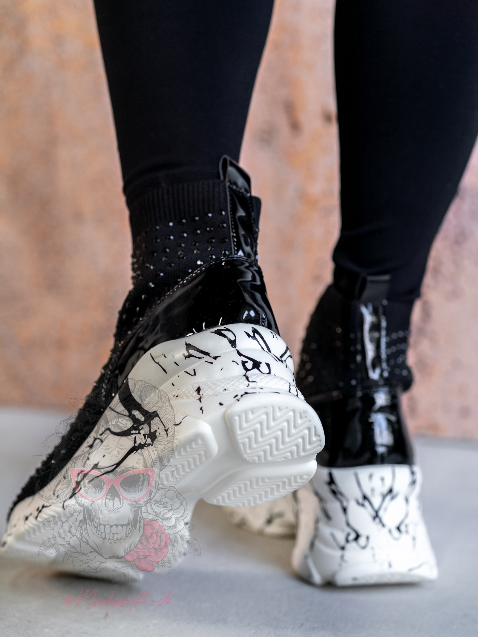 Botki skarpety Rock Calacatta białe