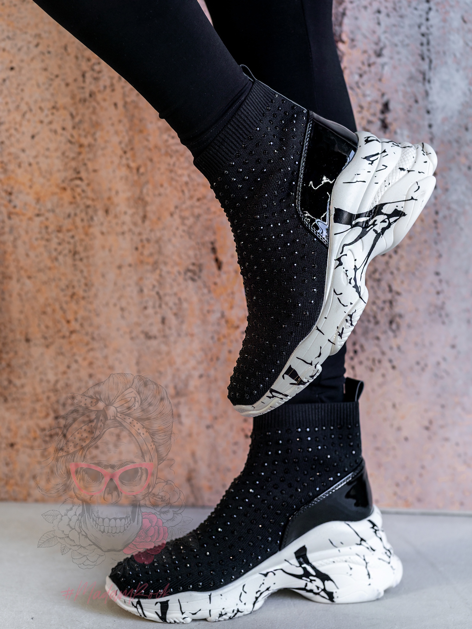 Botki skarpety Rock Calacatta białe