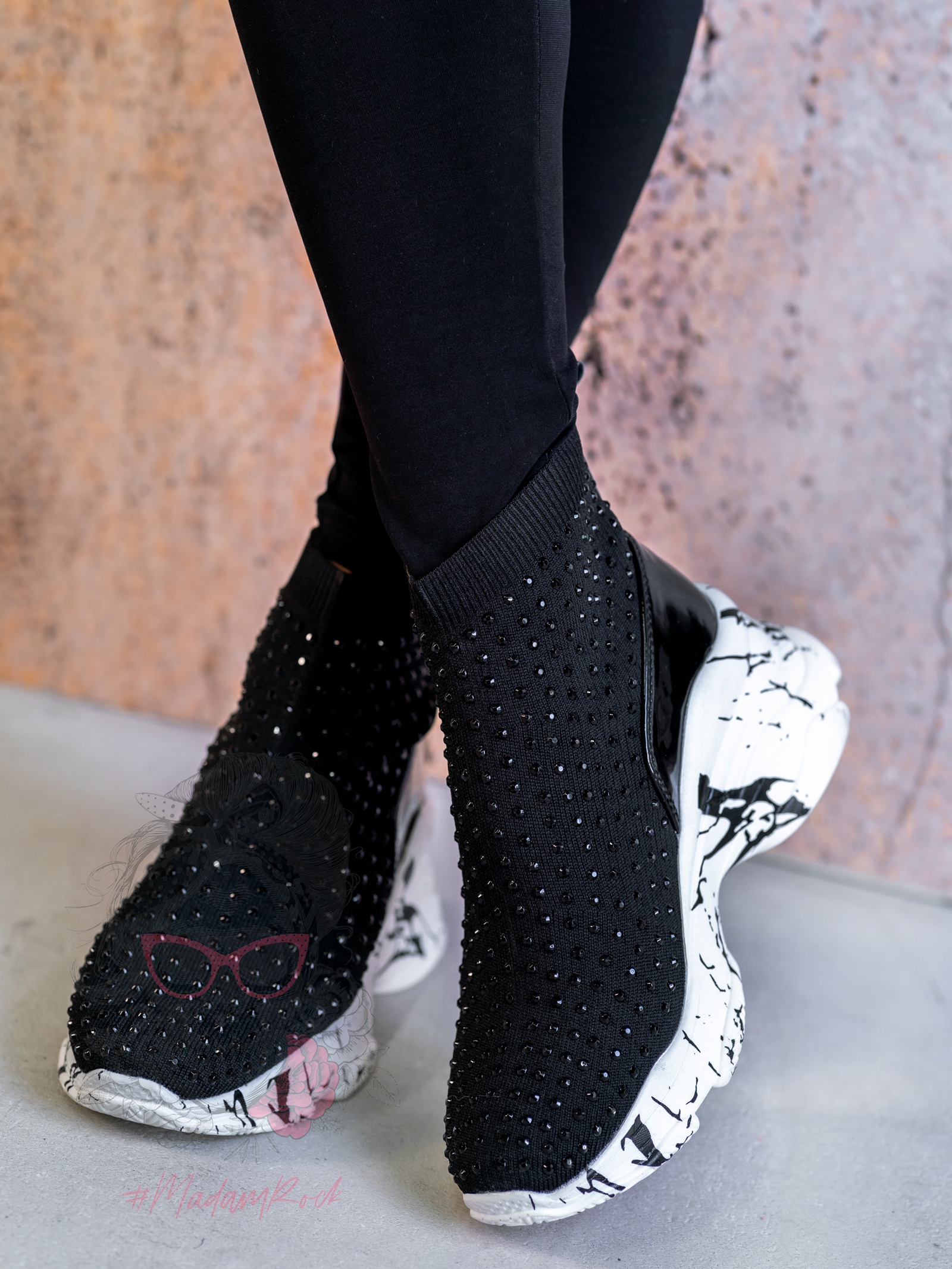 Botki skarpety Rock Calacatta białe