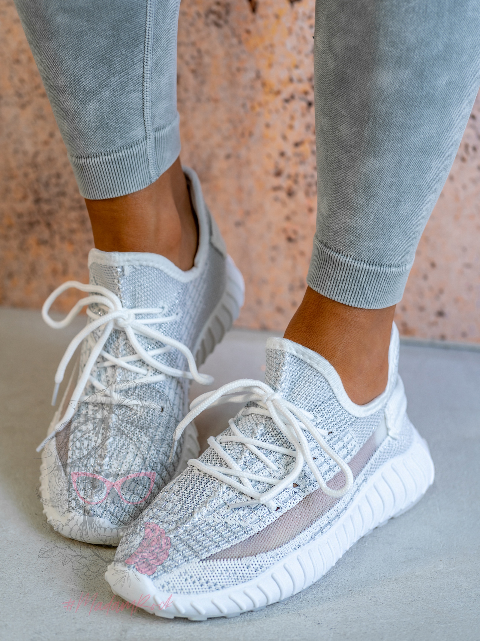 Buty sportowe Sezon Rock biało-srebrne