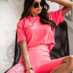 Komplet sportowy Organic Cotton neonowy róż