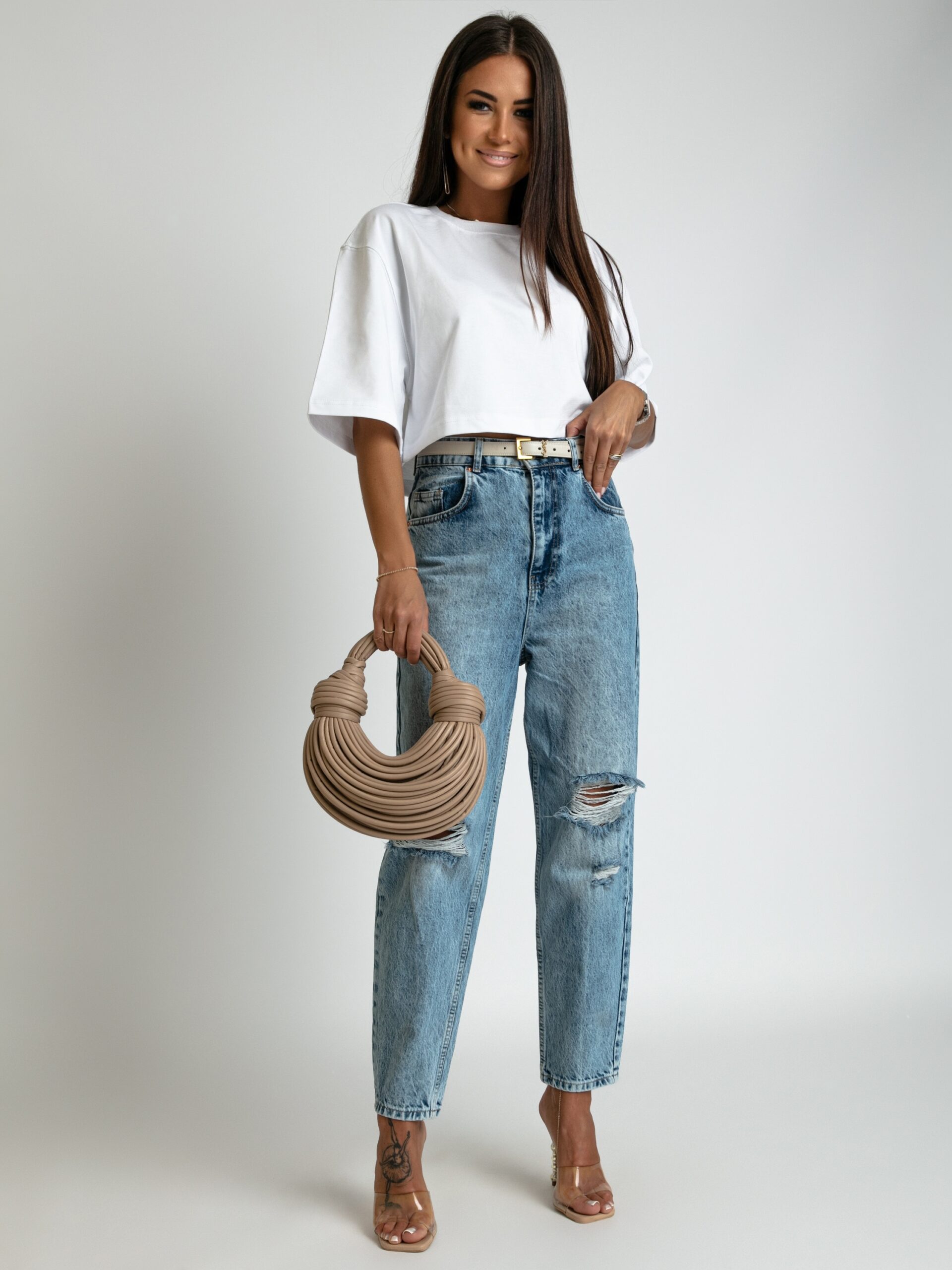 T-shirt oversize krótki Megoz biały