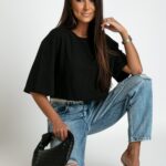 T-shirt oversize krótki Megoz czarny