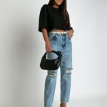 T-shirt oversize krótki Megoz czarny