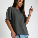 T-shirt z efektem sprania Milkit szary