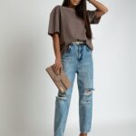 T-shirt z efektem sprania Milkit ziemisty