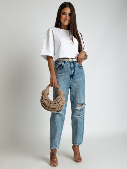 Spodnie mom fit Parli niebieskie