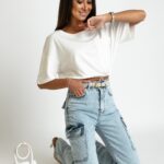 Crop top ze ściąganiem w pasie YoYo biały