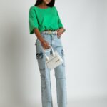 Crop top ze ściąganiem w pasie YoYo zielony