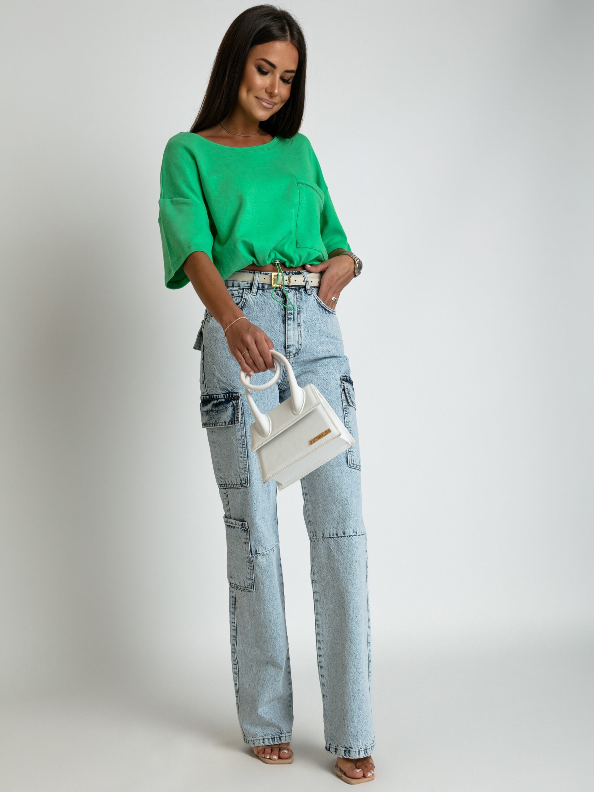 Crop top ze ściąganiem w pasie YoYo zielony