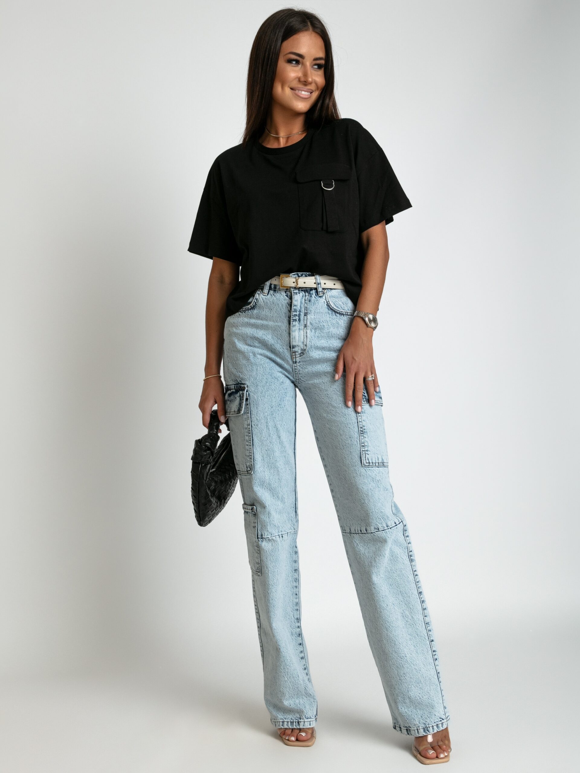 T-shirt oversize top z kieszonką YouRock czarny T-shirt oversize top z kieszonką YouRock czarny