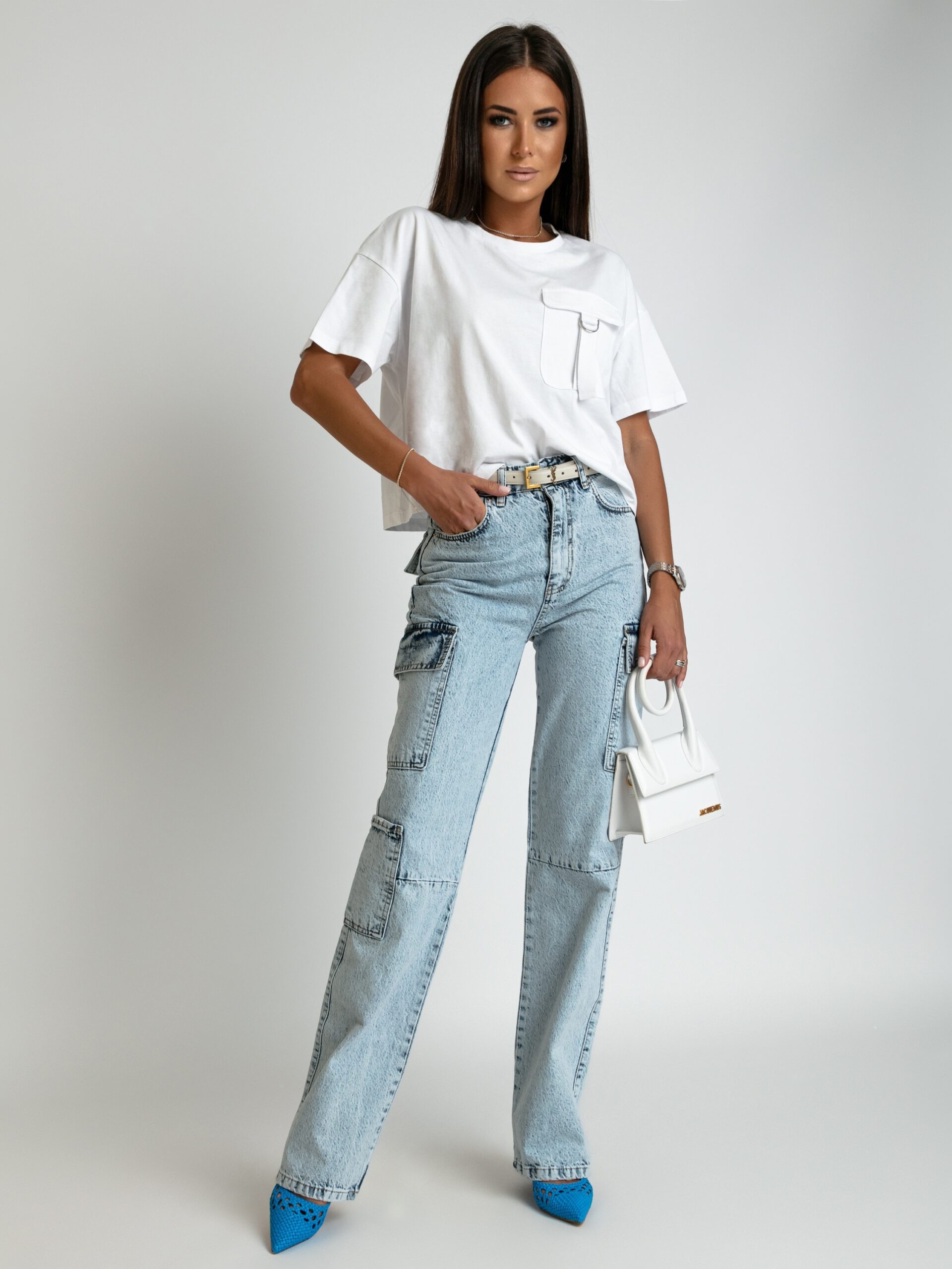 T-shirt oversize top z kieszonką YouRock biały T-shirt oversize top z kieszonką YouRock biały