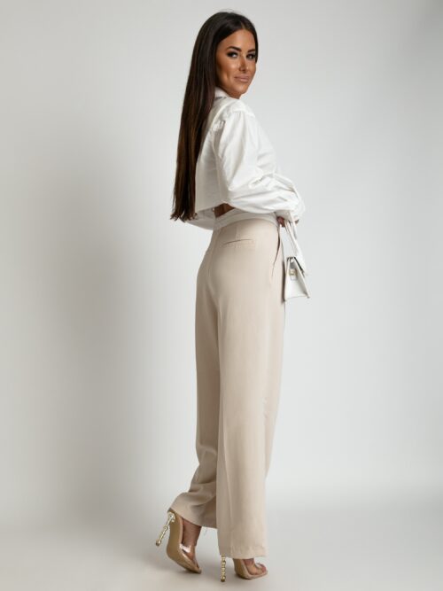 -wyprzedane-Spodnie garniturowe szerokie Moniko II beżowe