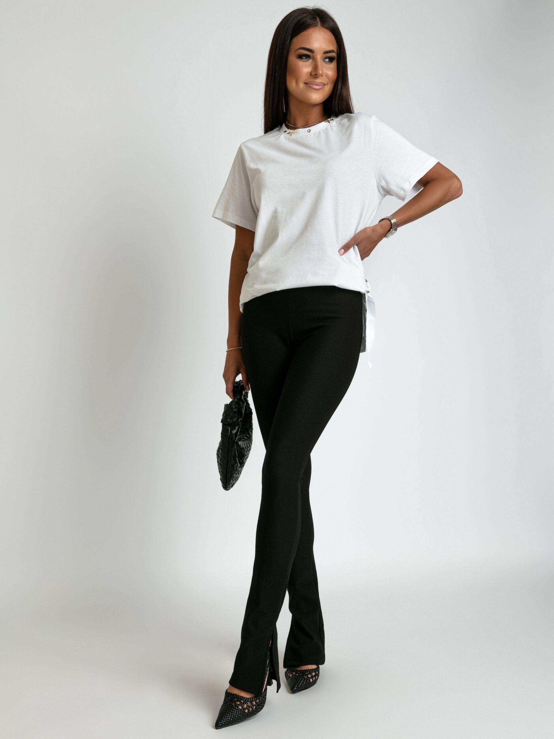 T-shirt bawełniany elegancki Viks biały