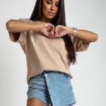 T-shirt z efektem sprania Milkit beżowy