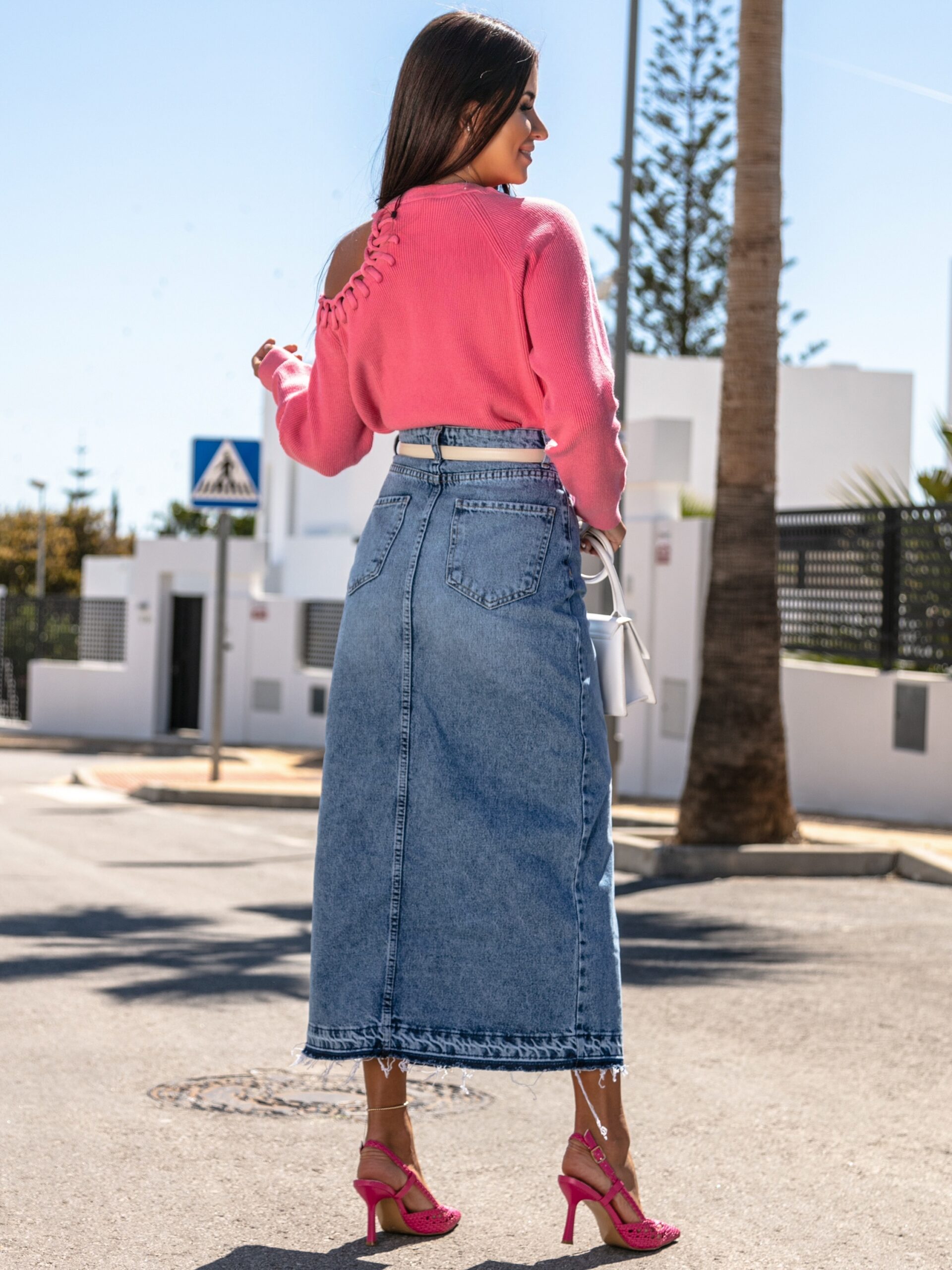 Spódnica jeansowa midi z rozcięciem Australia niebieska Spódnica jeansowa midi z rozcięciem Australia niebieska