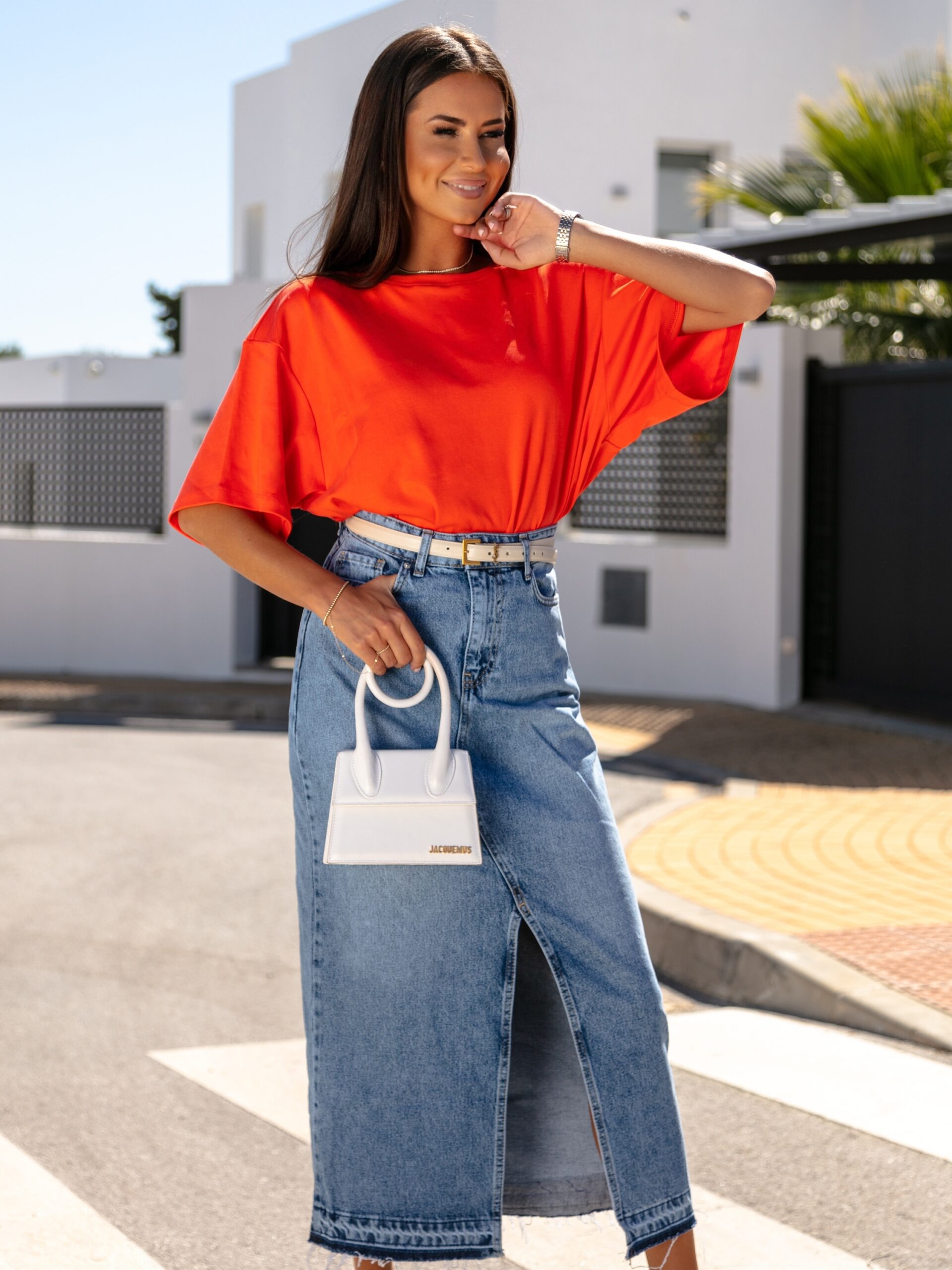 T-shirt krótki oversize Amok koralowy