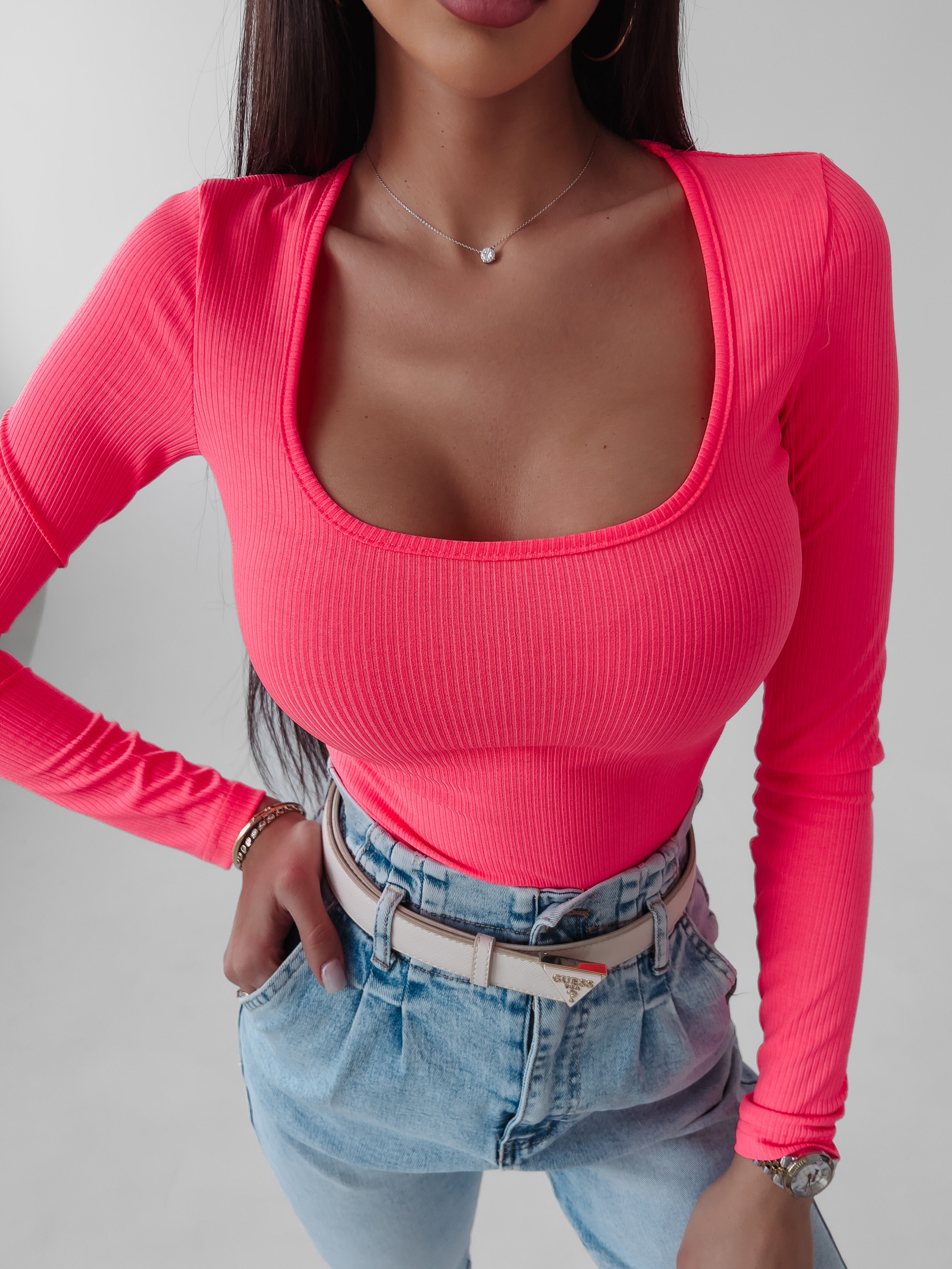 Body prążkowane Dora Ola Voga neonowy róż