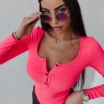 Body dopasowane Eve Ola Voga neonowy róż