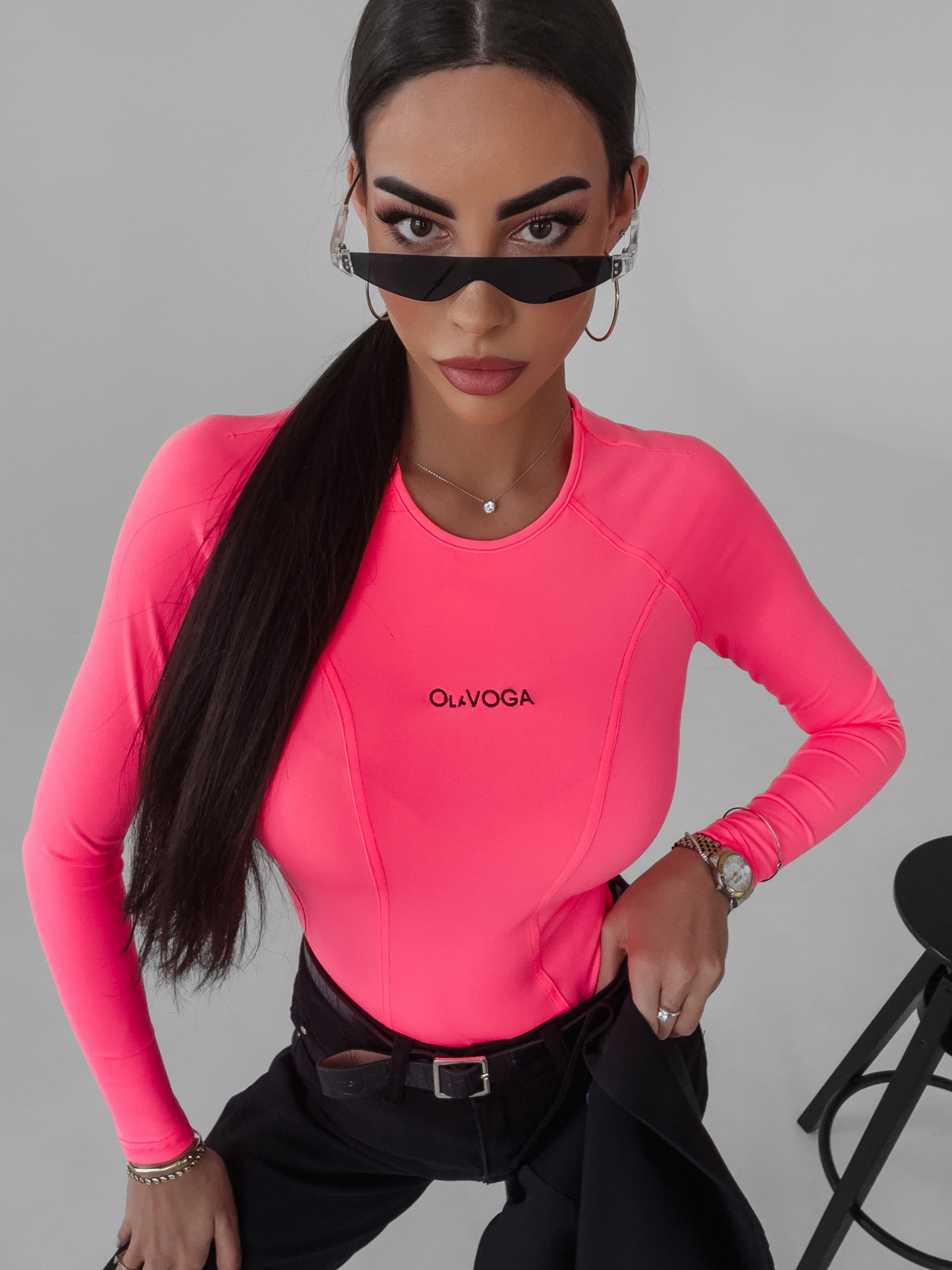 Body dopasowane Savitta Ola Voga neonowy róż