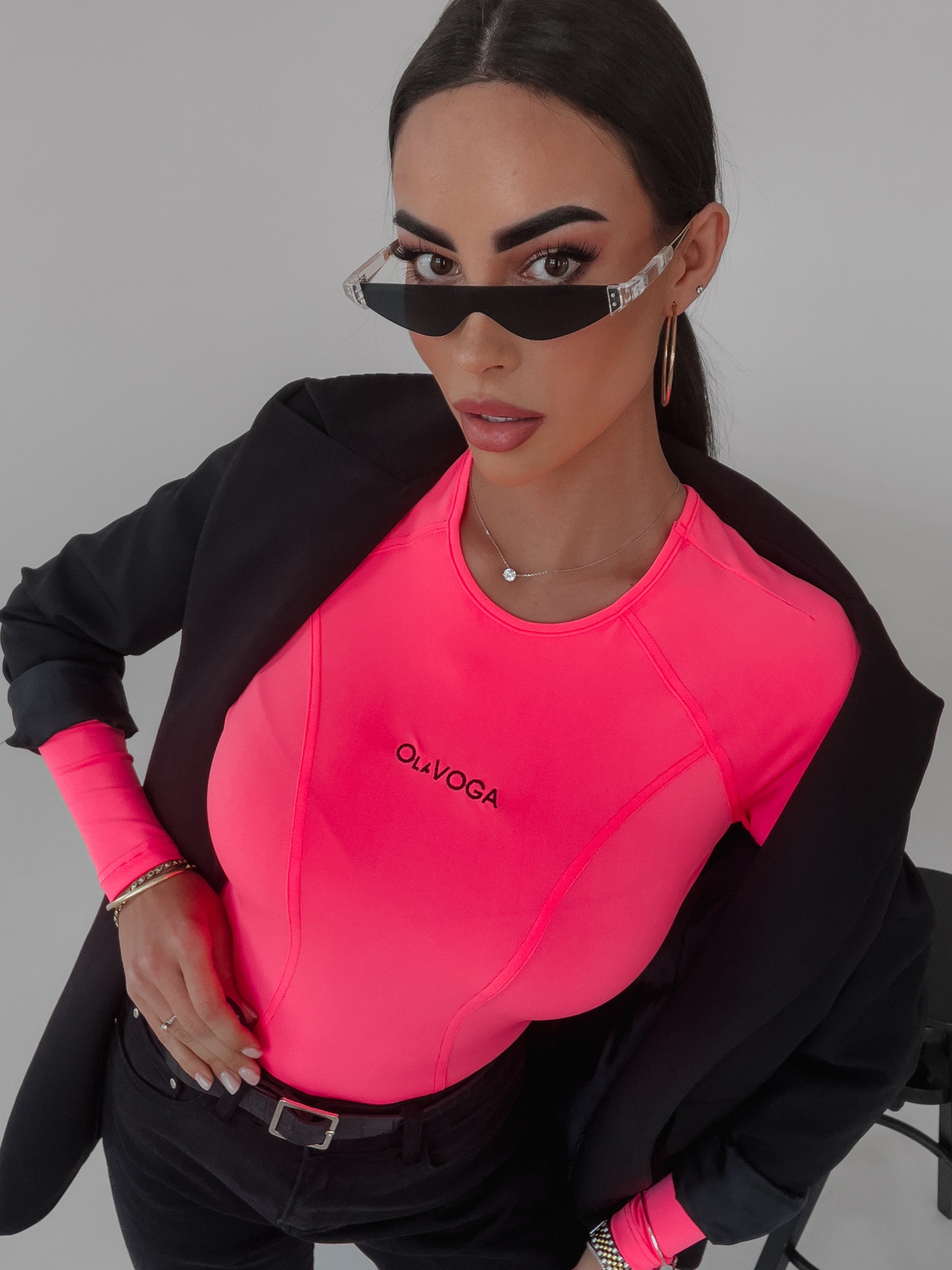 Body dopasowane Savitta Ola Voga neonowy róż