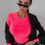 Body dopasowane Savitta Ola Voga neonowy róż