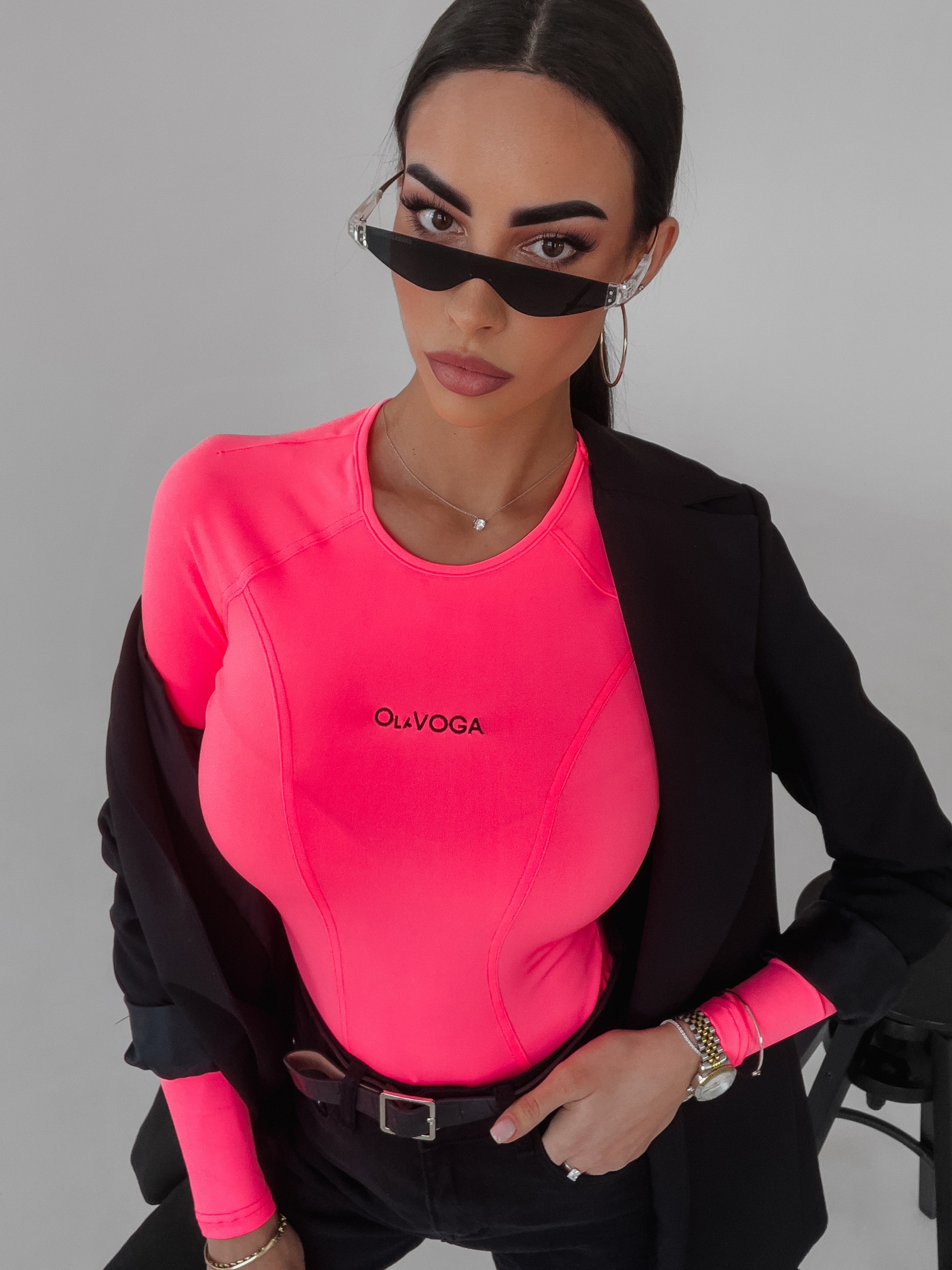 Body dopasowane Savitta Ola Voga neonowy róż