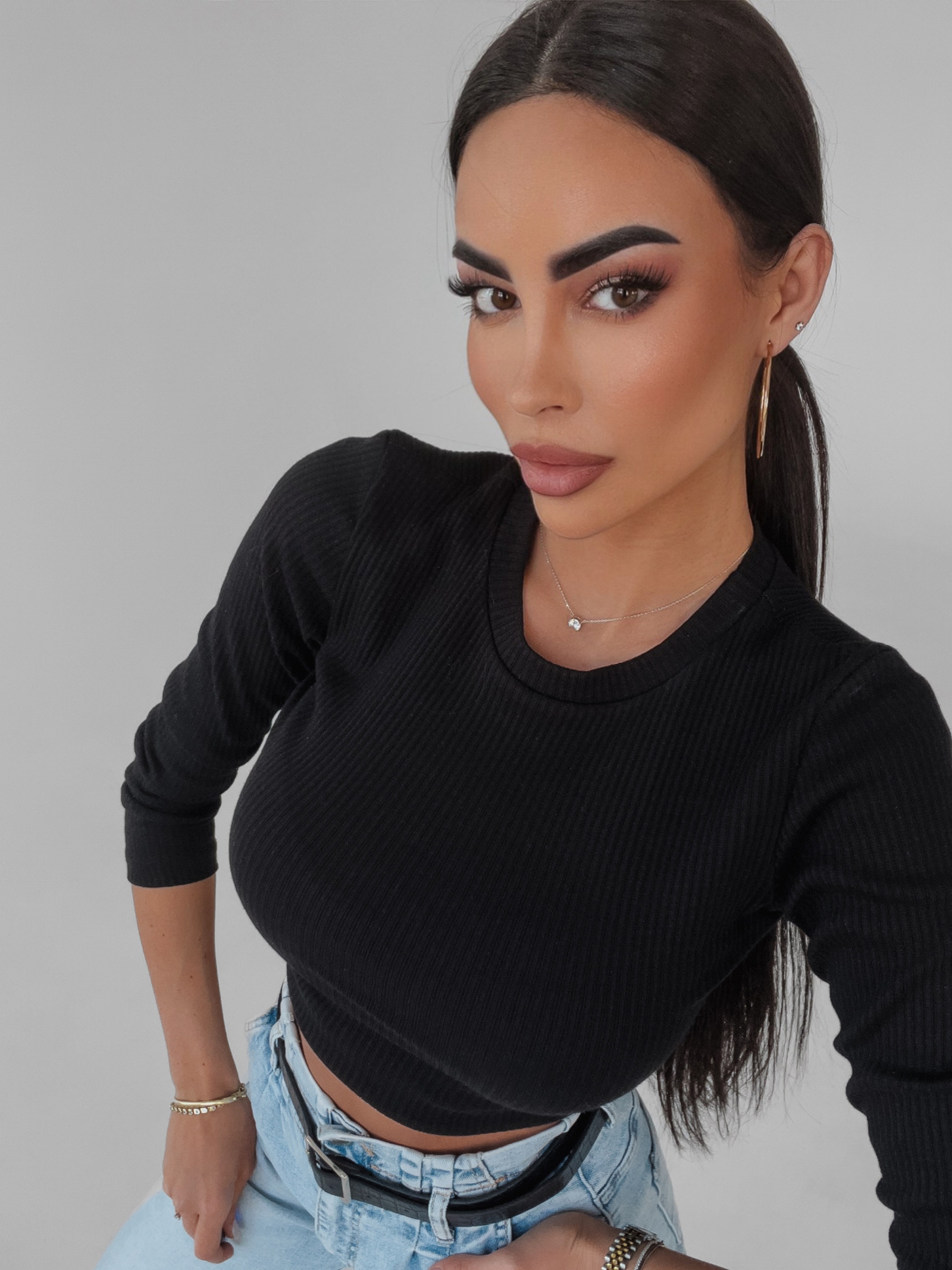 Bluzka prążkowana Judy Ola Voga czarna