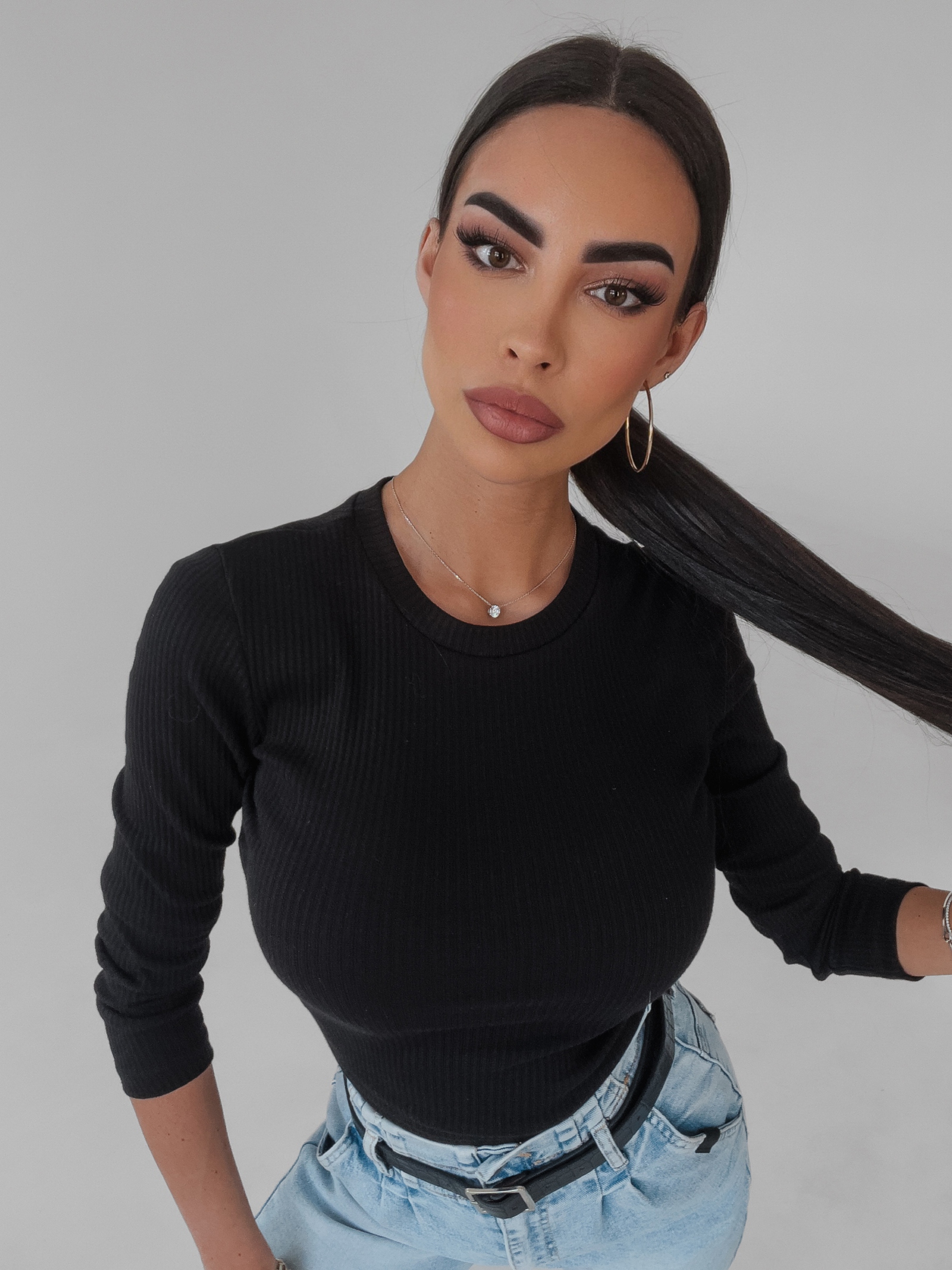 Bluzka prążkowana Judy Ola Voga czarna