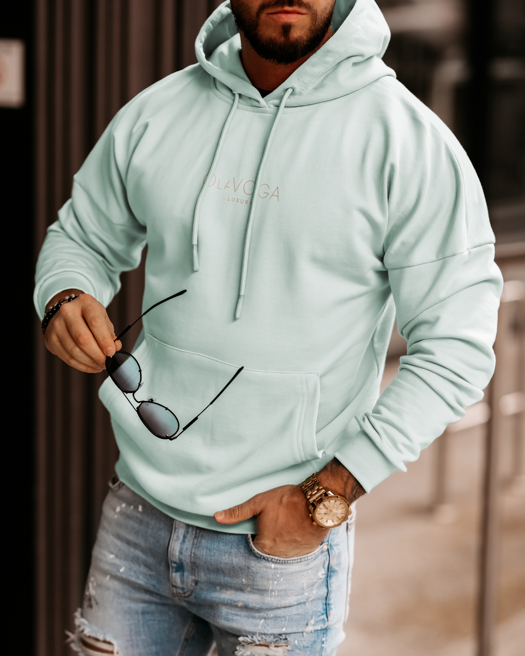 Bluza kangurka męska Maxim Ola Voga miętowa