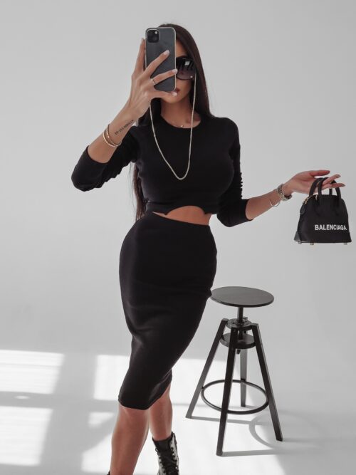 Komplet prążkowany Lorice Ola Voga czarny