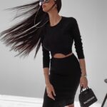 Komplet prążkowany Lorice Ola Voga czarny