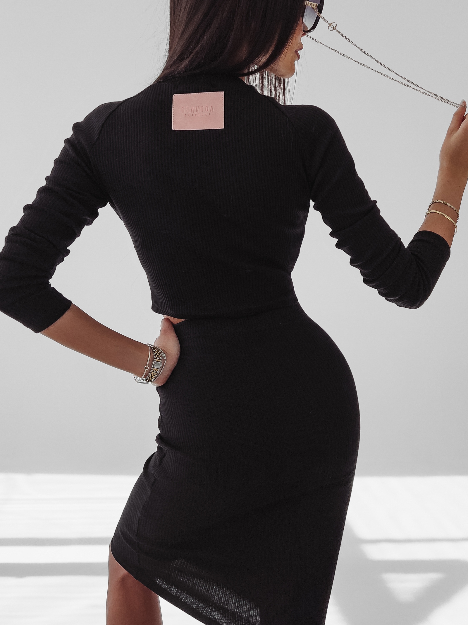 Komplet prążkowany Lorice Ola Voga czarny