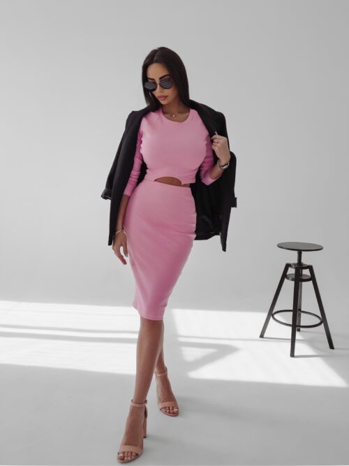 Komplet prążkowany Lorice Ola Voga różowy