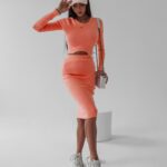 Komplet prążkowany Lorice Ola Voga łososiowy