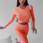 Komplet prążkowany Lorice Ola Voga łososiowy