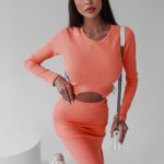 Komplet prążkowany Lorice Ola Voga łososiowy