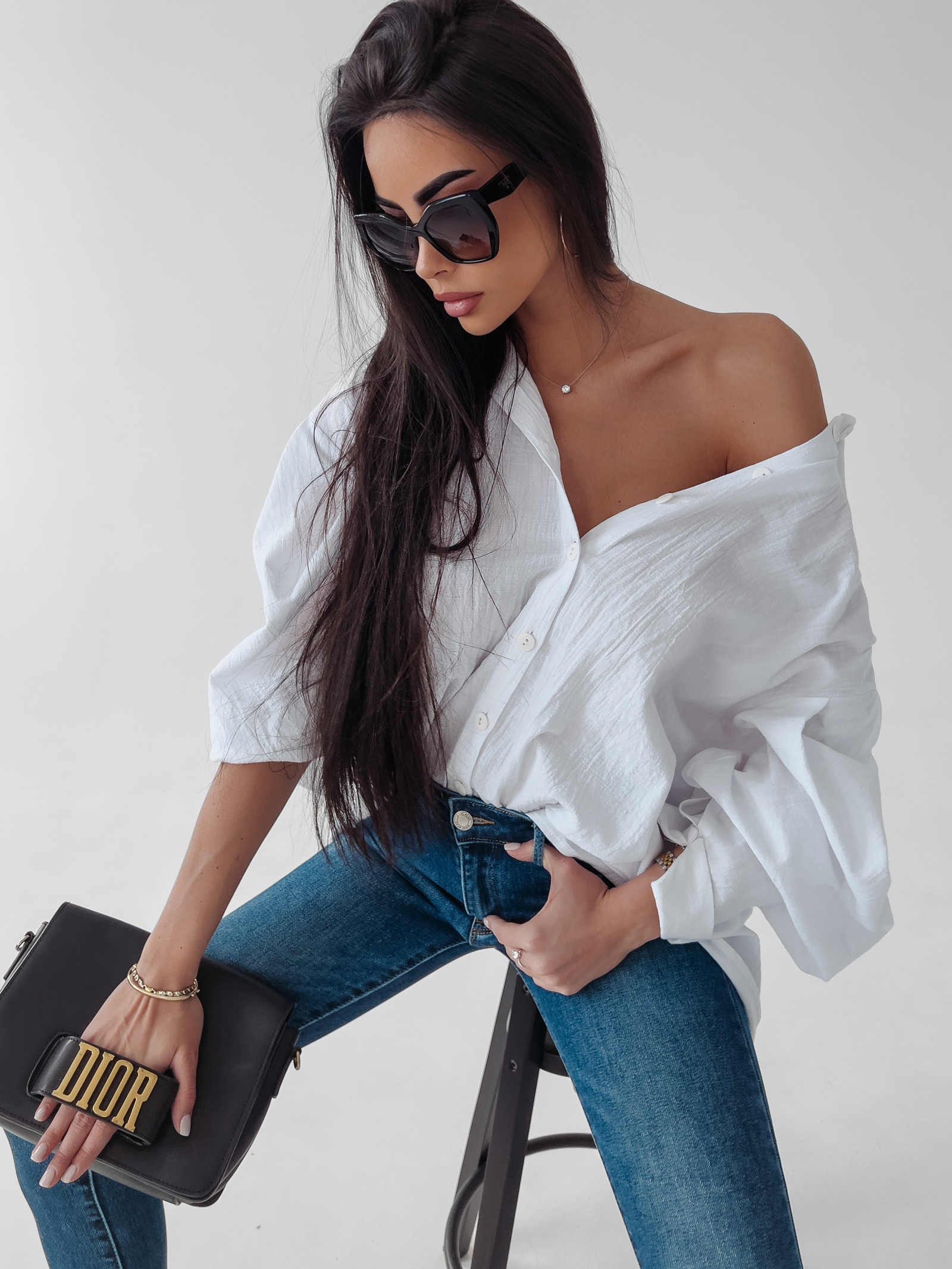 Koszula oversize Lethe Ola Voga biała Koszula oversize Lethe Ola Voga biała