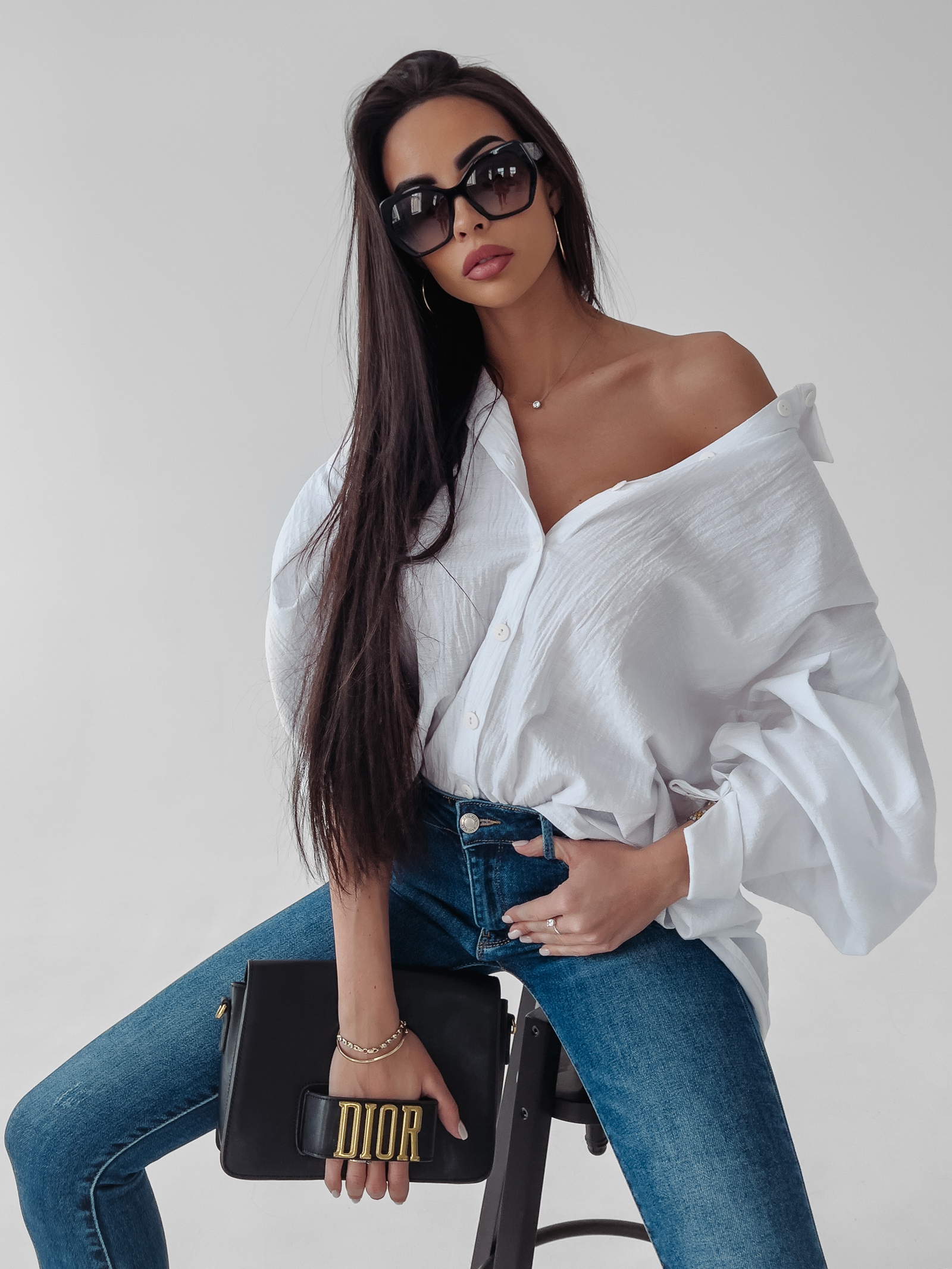 Koszula oversize Lethe Ola Voga biała Koszula oversize Lethe Ola Voga biała