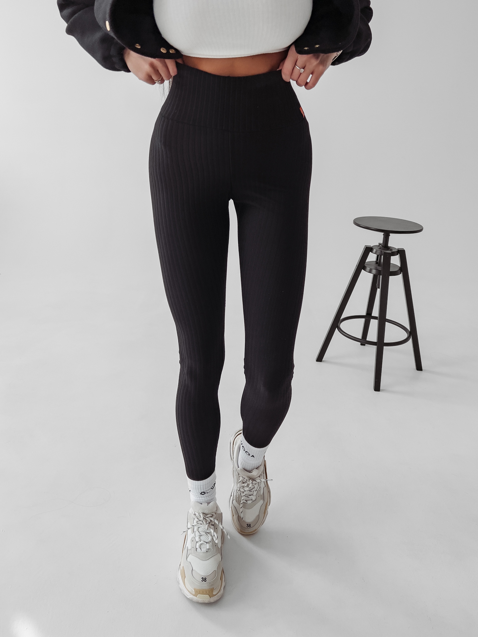 Legginsy prążkowane Debra Ola Voga czarne Legginsy prążkowane Debra Ola Voga czarne