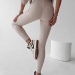 Legginsy prążkowane Debra Ola Voga beżowe