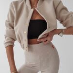 Legginsy prążkowane Debra Ola Voga beżowe