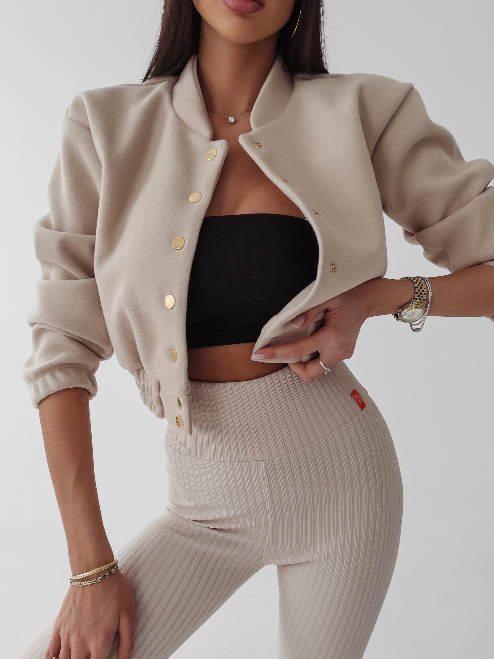 Legginsy prążkowane Debra Ola Voga beżowe